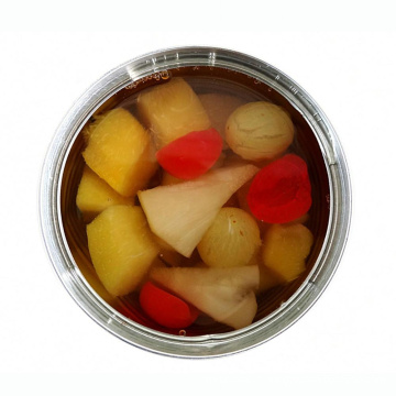 Cocktail de fruits en conserve/fruits mélangés au sirop léger ou au sirop lourd dans un emballage en étain/bocal en verre ingrédients d&#39;origine chinoise